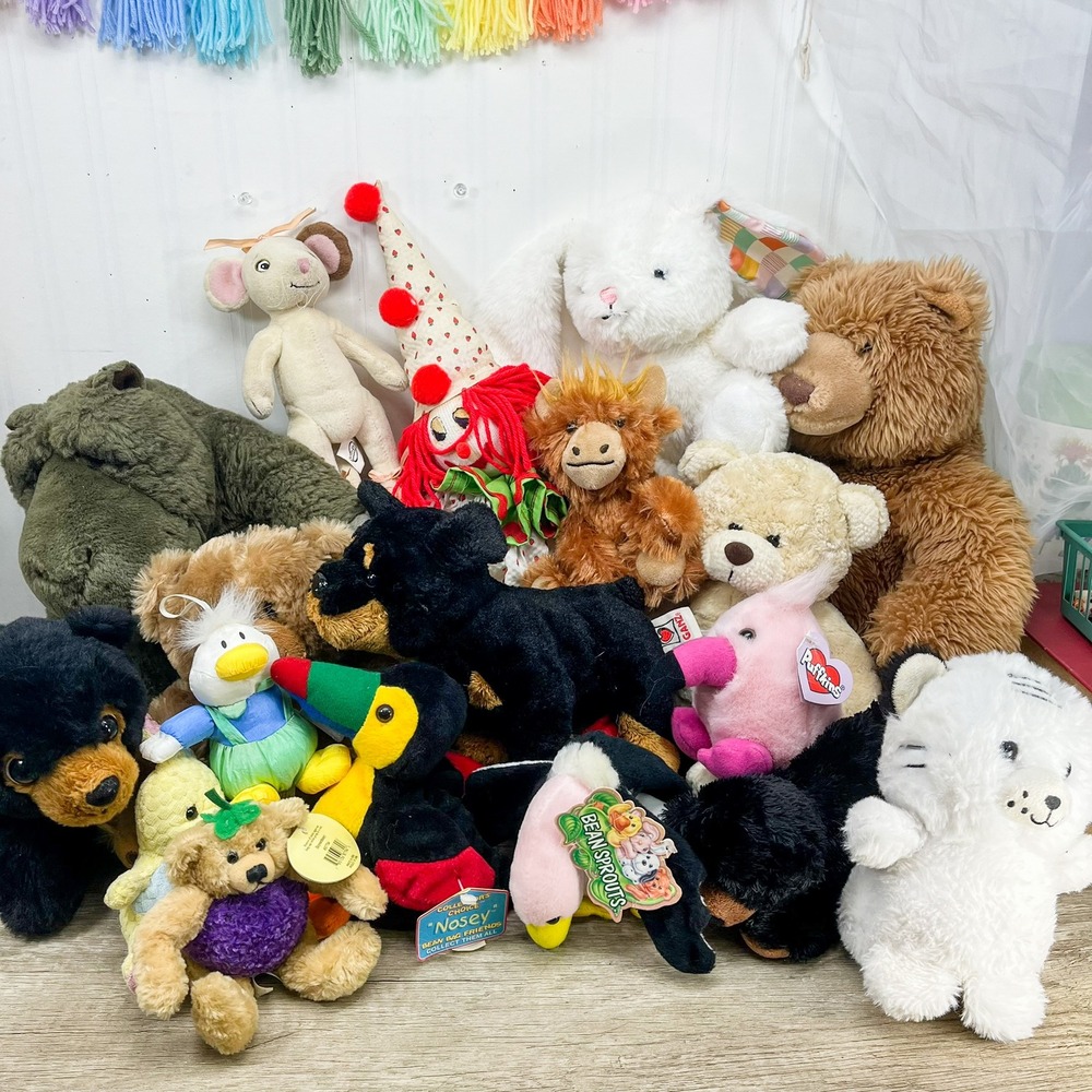 Mixed Plush Lot Webkinz Rottweiler Puffkins Boyds Bear Ganz Stuffed Animals